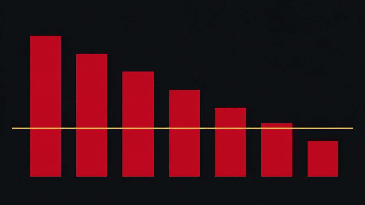 Grafik batang menunjukkan jumlah day trader yang masih untung terus menyusut dari tahun ke tahun